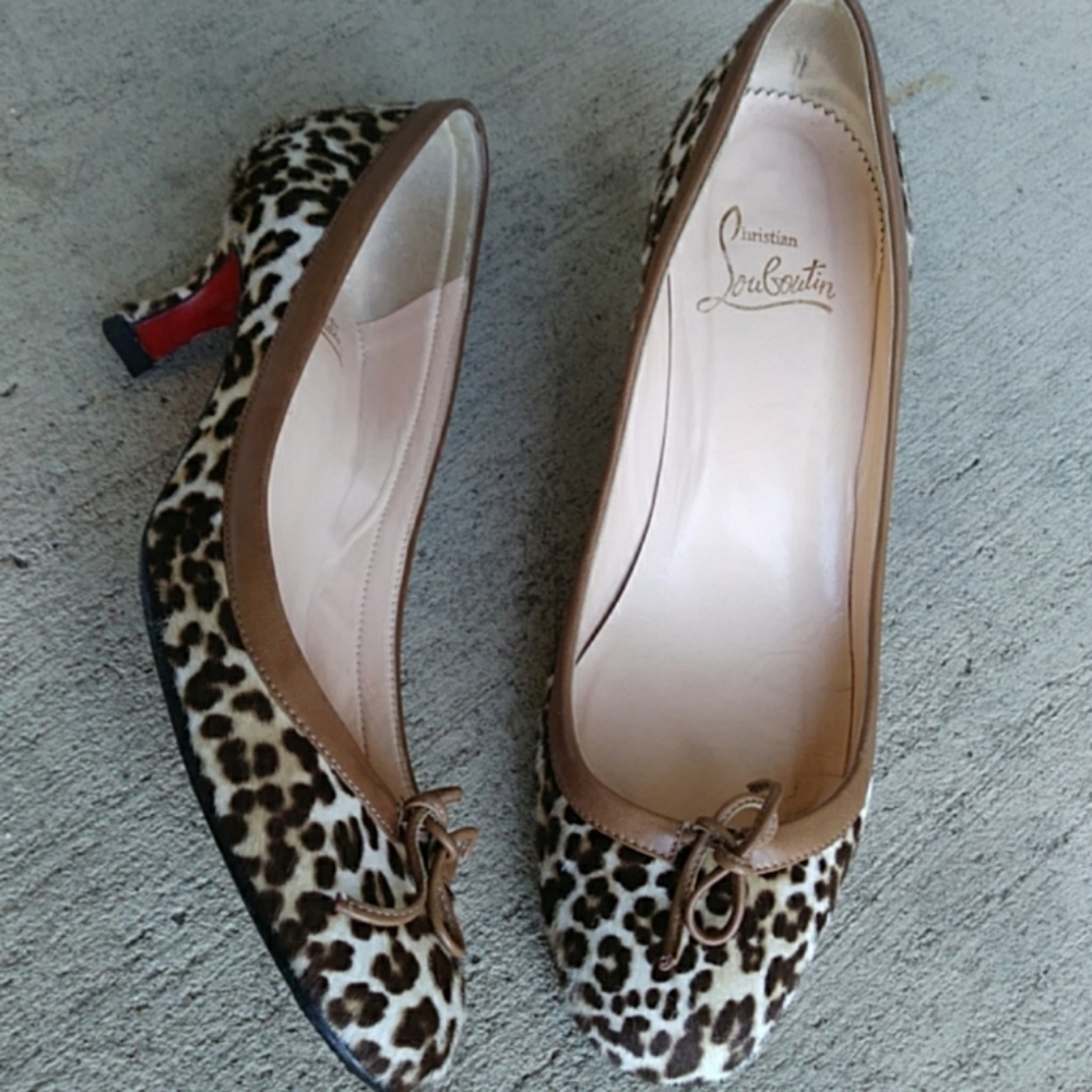 Christian Louboutin Leopard Print Kitten Heel Pump